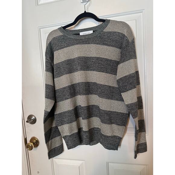 Derek Lam Crosby Sweater Large Striped Long Sleeve Crewneck Metallic Gray Silver - Picture 5 of 10